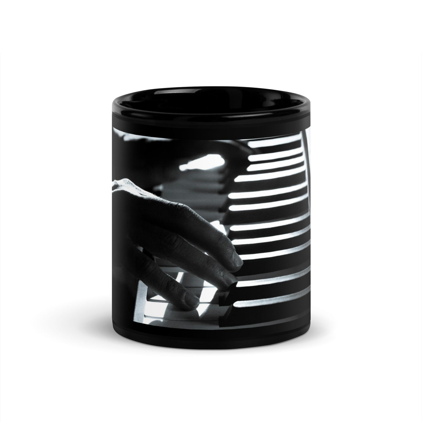 Piano Hands Black Glossy Mug