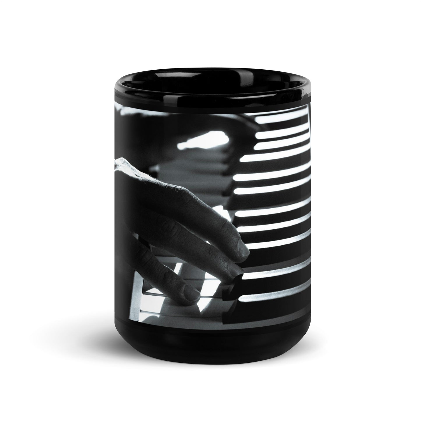 Piano Hands Black Glossy Mug